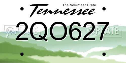 2QO627 Tennessee License Plate