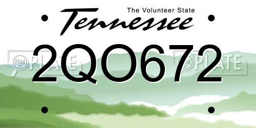 2QO672 Tennessee License Plate