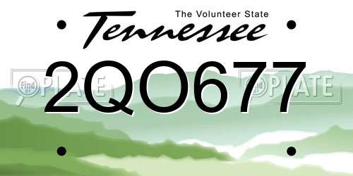 2QO677 Tennessee License Plate