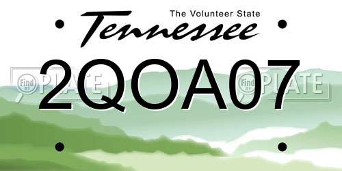 2QOA07 Tennessee License Plate