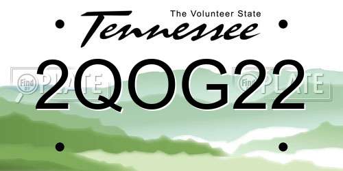 2QOG22 Tennessee License Plate