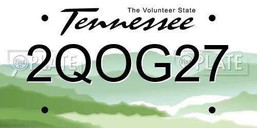 2QOG27 Tennessee License Plate