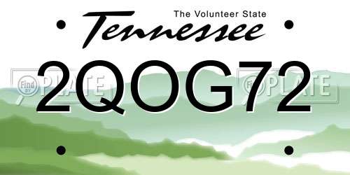 2QOG72 Tennessee License Plate