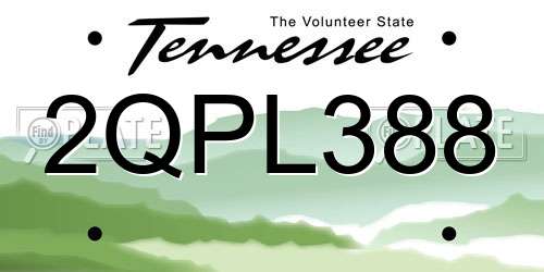 2QPL388 Tennessee License Plate