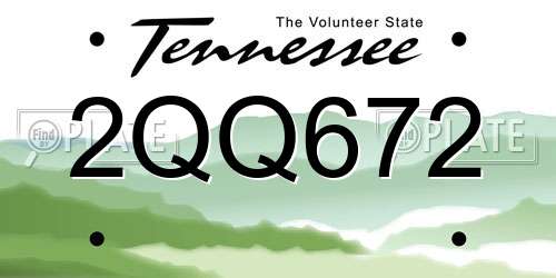 2QQ672 Tennessee License Plate