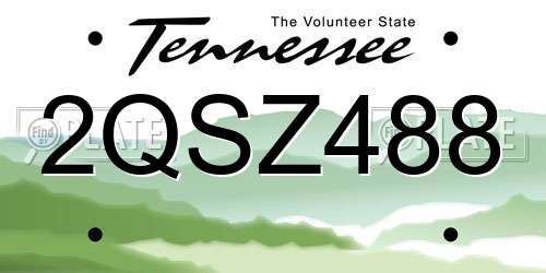 2QSZ488 Tennessee License Plate