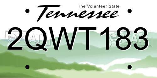 2QWT183 Tennessee License Plate