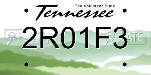 2R01F3 Tennessee License Plate