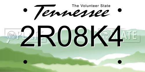2R08K4 Tennessee License Plate