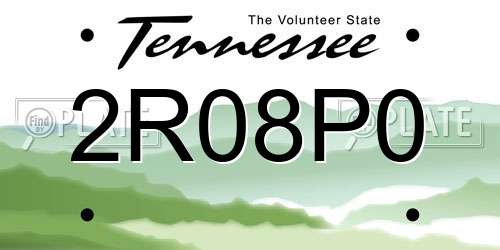 2R08P0 Tennessee License Plate