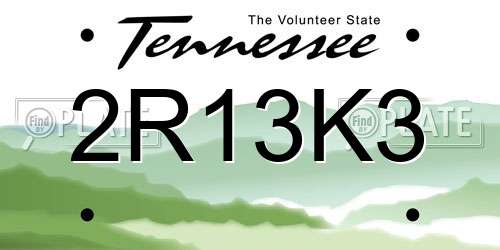 2R13K3 Tennessee License Plate