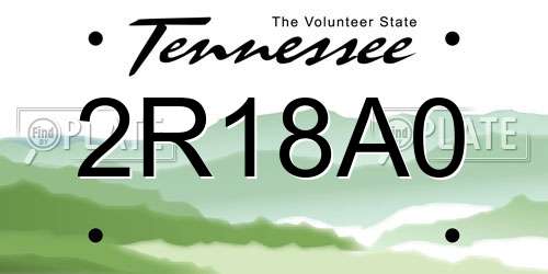 2R18A0 Tennessee License Plate
