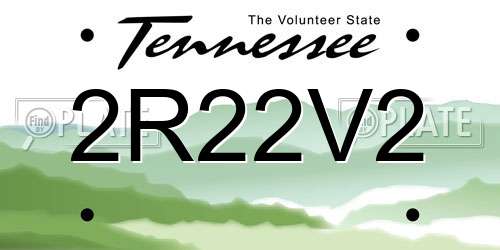 2R22V2 Tennessee License Plate