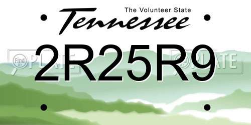 2R25R9 Tennessee License Plate