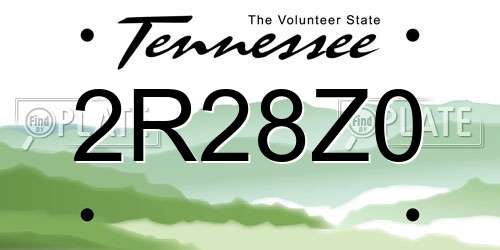 2R28Z0 Tennessee License Plate