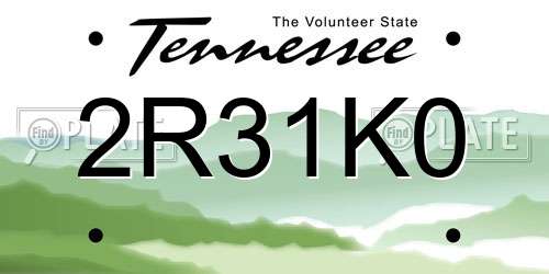 2R31K0 Tennessee License Plate