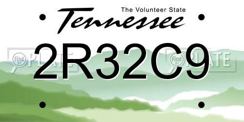 2R32C9 Tennessee License Plate