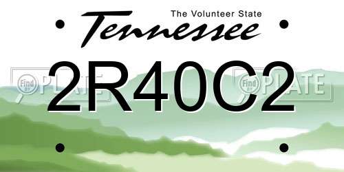 2R40C2 Tennessee License Plate