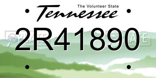 2R41890 Tennessee License Plate