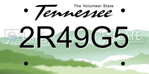 2R49G5 Tennessee License Plate