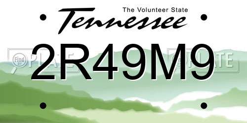 2R49M9 Tennessee License Plate