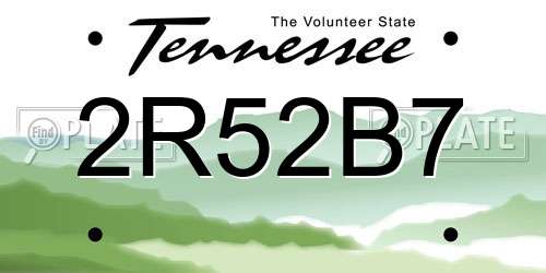2R52B7 Tennessee License Plate