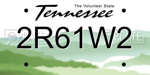2R61W2 Tennessee License Plate