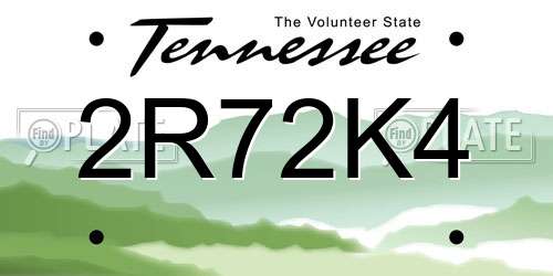 2R72K4 Tennessee License Plate