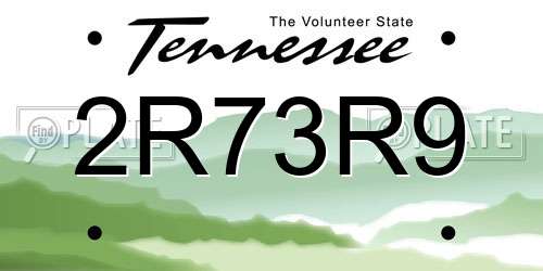 2R73R9 Tennessee License Plate