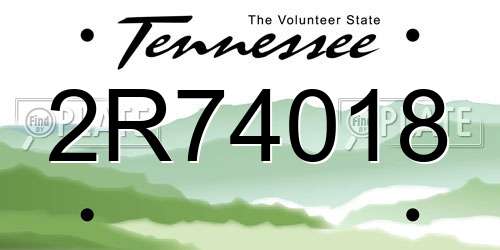 2R74018 Tennessee License Plate