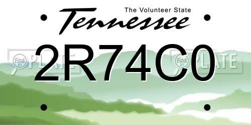2R74C0 Tennessee License Plate