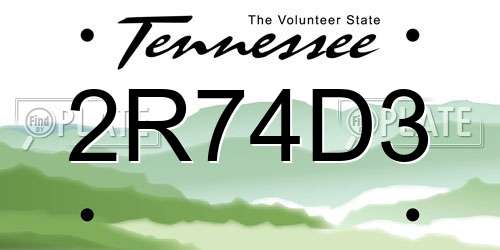 2R74D3 Tennessee License Plate