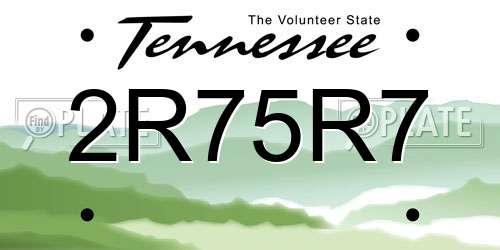2R75R7 Tennessee License Plate