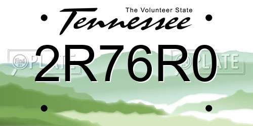 2R76R0 Tennessee License Plate