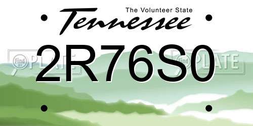 2R76S0 Tennessee License Plate