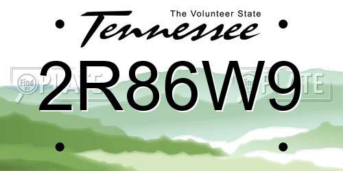 2R86W9 Tennessee License Plate
