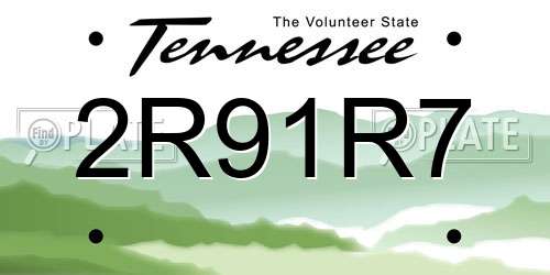 2R91R7 Tennessee License Plate
