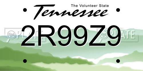 2R99Z9 Tennessee License Plate