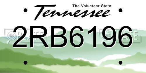 2RB6196 Tennessee License Plate