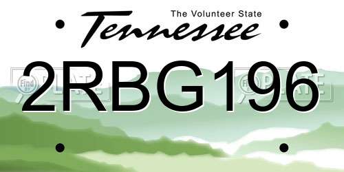 2RBG196 Tennessee License Plate