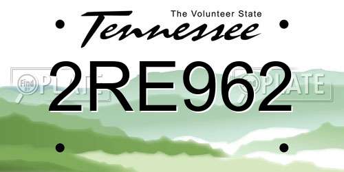 2RE962 Tennessee License Plate