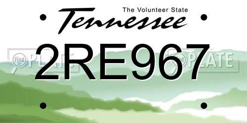 2RE967 Tennessee License Plate