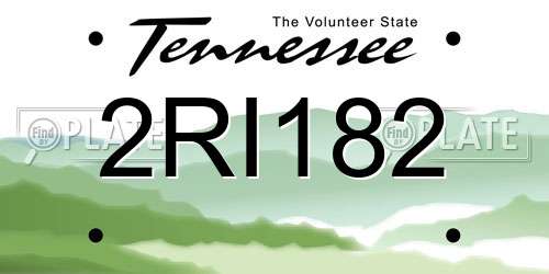 2RI182 Tennessee License Plate