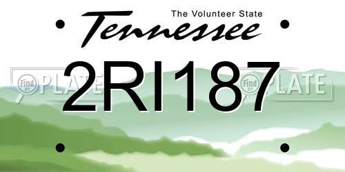 2RI187 Tennessee License Plate