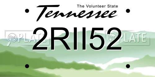 2RII52 Tennessee License Plate