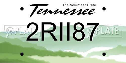 2RII87 Tennessee License Plate