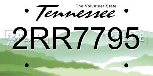 2RR7795 Tennessee License Plate