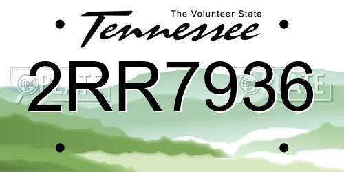 2RR7936 Tennessee License Plate