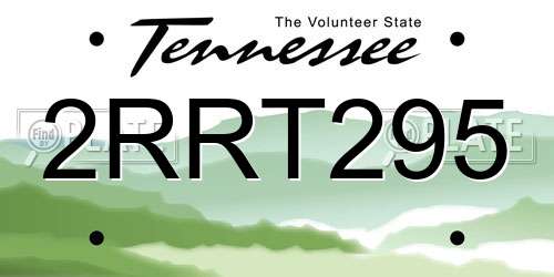 2RRT295 Tennessee License Plate