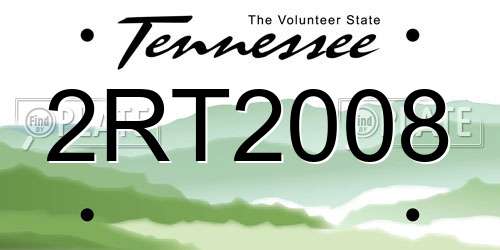 2RT2008 Tennessee License Plate